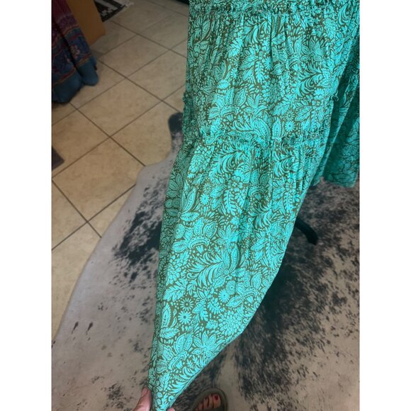 NWOT Sundance Cressida Green Floral Tiered Midi Dress S/S Cottage Core Boho - Picture 10 of 10